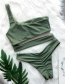 Fashion Green Hollow One-shoulder Split Swimsuit