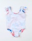 Fashion White Printed Ruffled One-piece Swimsuit