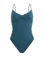 Fashion Sapphire Solid Color Paneled Underwire One-piece Swimsuit