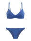 Fashion Sapphire Solid Color Underwire Split Swimsuit