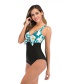 Fashion Green Leopard Print Lace Up One Piece Swimsuit