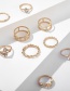 Fashion Golden Water Drop Diamond Alloy Protein Ring Set Of 9