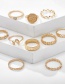 Fashion Golden 10-piece Diamond-studded Flower Badge Badge Ring