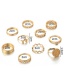 Fashion Golden 10-piece Diamond-studded Flower Badge Badge Ring