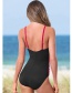 Fashion Red Beaded Contrast Triangle One-piece Swimsuit
