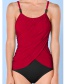 Fashion Red Beaded Contrast Triangle One-piece Swimsuit