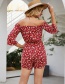 Fashion Red Neckline Lace-up Floral Shorts