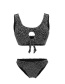 Fashion Silver Leopard Print Printed Cutout Ring Split Swimsuit