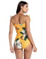 Fashion Yellow Fungus Print One-piece Swimsuit