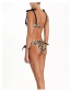 Fashion Color Bar Printed Lace Up Swimsuit