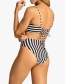 Fashion Linger Striped Diamond Print Split Swimsuit