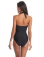 Fashion Black V-neck Pleated One-piece Swimsuit