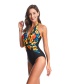 Fashion Leopard Print Printed V-neck Pleated One-piece Swimsuit