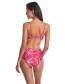 Fashion Rose Red High-waist Printed Knotted Split Swimsuit