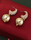 Fashion Golden C-shaped Diamond Ball Earrings