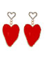 Fashion Red Multilayer Love-shaped Alloy Earrings With Diamonds And Oil Drop