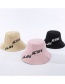 Fashion Beige Letter Embroidered Cotton Fisherman Hat