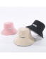 Fashion Beige Lattice Letter Embroidered Double-sided Cotton Foldable Fisherman Hat