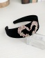 Fashion Black Fabric Alloy Diamond Love Flower Headband