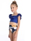 Fashion Blue Shoulder Flashing Ball Swim Trunks Print Split Swimwear For Children