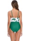 Fashion Green Printed Patchwork Cross V-neck One-piece Swimsuit