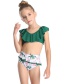 Fashion Green Children's Flashing Split Color Split Split Swimsuit