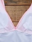 Fashion Pink + Stripes Deep V Lace Up Cross Panel One Piece Swimsuit