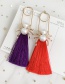 Fashion Purple Alloy Pearl Pin Spider Tassel Stud Earrings
