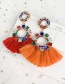 Fashion Orange Alloy Tassel Stud Earrings
