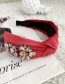 Fashion Red + Ab Color Knotted Fabric Alloy Diamond Drop Headband