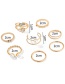 Fashion Golden 8-piece Open Diamond Ring With Pearls