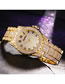 Fashion Golden Quartz Watch With Diamonds And Steel Band