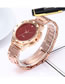 Fashion Red Quartz Watch With Diamonds And Steel Band