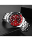 Fashion Red Steel Band Waterproof Sports Large Dial Calendar Quartz Men's Watch
