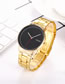 Fashion Black Face With Gold Band Quartz Men's Steel Band Watch