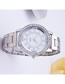 Fashion Silver Roman Scale Quartz Watch With Steel Band And Diamonds