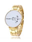 Fashion Gold With White Flour Large Dial Turntable Steel Band Quartz Pair Watch