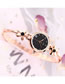 Fashion Gold + Black Face Flower Bracelet Diamond Bracelet Watch