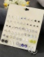Fashion Color Mixing Flower Diamond Heart Love Pearl Alloy Stud Set 30 Pairs