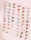 Fashion Color Mixing Diamond Flower Pentagram Love Heart Stud Earring Set 30 Pairs