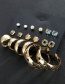 Fashion Golden Feather Pentagram Cutout Stud Earrings Set