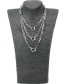 Fashion Silver Multi-layer Long Chain Micro-inlaid Zircon Lock Love Necklace