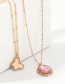 Fashion Pink Dripping Butterfly Oval Zircon Crystal Necklace Set