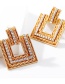 Fashion Golden Geometric Cutout Earrings With Diamonds