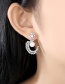 Fashion Platinum Diamond Geometric Earrings With Pearls