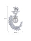 Fashion Platinum Diamond Geometric Earrings With Pearls