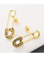 Fashion Color Pin Copper 18k Gold Set With Colored Zircon Earrings