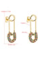 Fashion Color Pin Copper 18k Gold Set With Colored Zircon Earrings