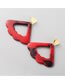 Fashion Red Acrylic Cutout Triangle Wave Pattern Earrings