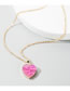 Fashion Rose Red Imitation Natural Stone Heart-shaped Alloy Necklace